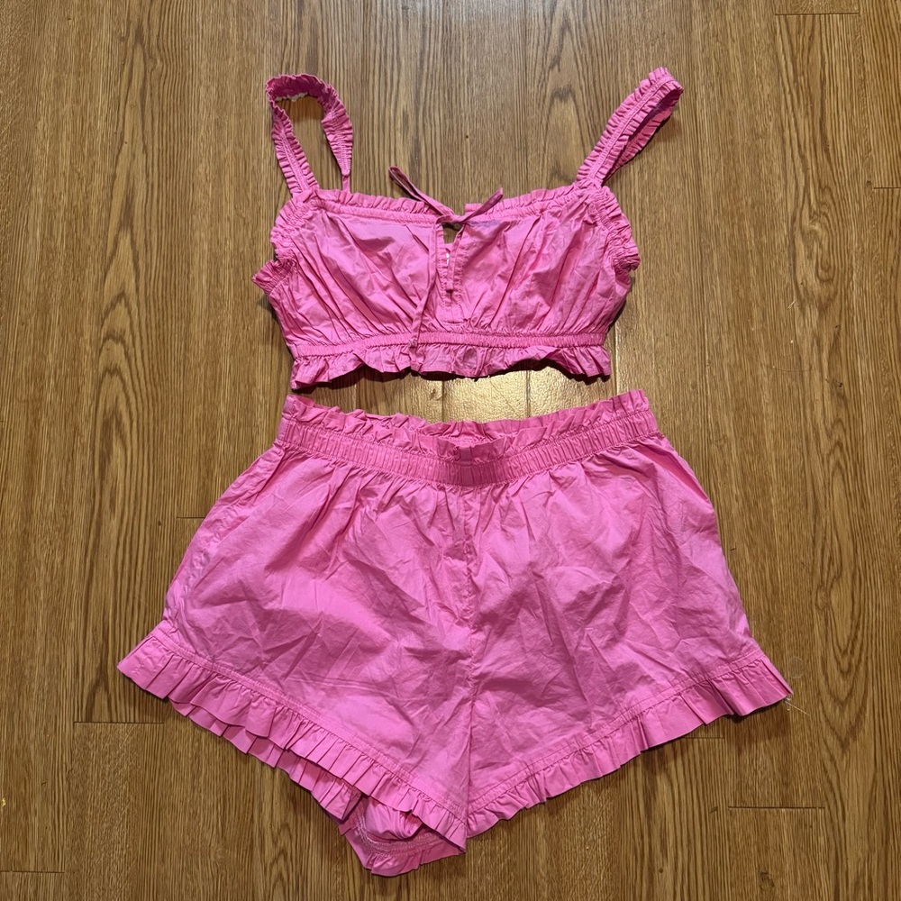 AERIE Pink Ruffled Women's Lounge/Sleepwear Set